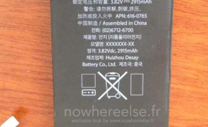 Pin iPhone 6 màn hình 5,5 inch đạt 2.915 mAh?