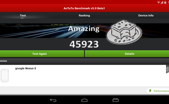 Lộ cấu hình Nexus 9 qua trình Benchmark AnTuTu