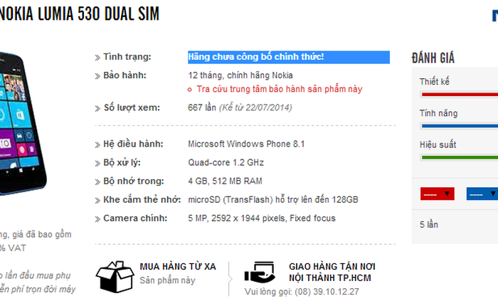 Lumia 530 lộ diện tại Việt Nam