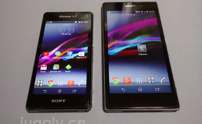 Xperia Z1f đọ màn hình cùng đàn anh Z1