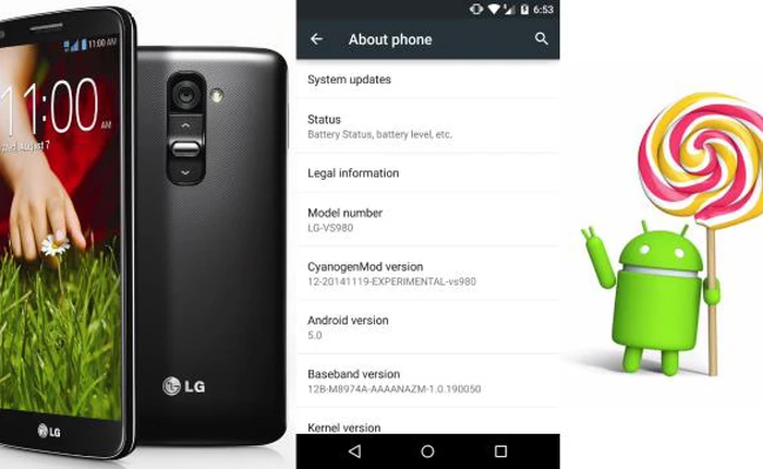 Người dùng LG G2 đã có thể trải nghiệm Android 5.0 Lollipop thông qua CyanogenMod 12