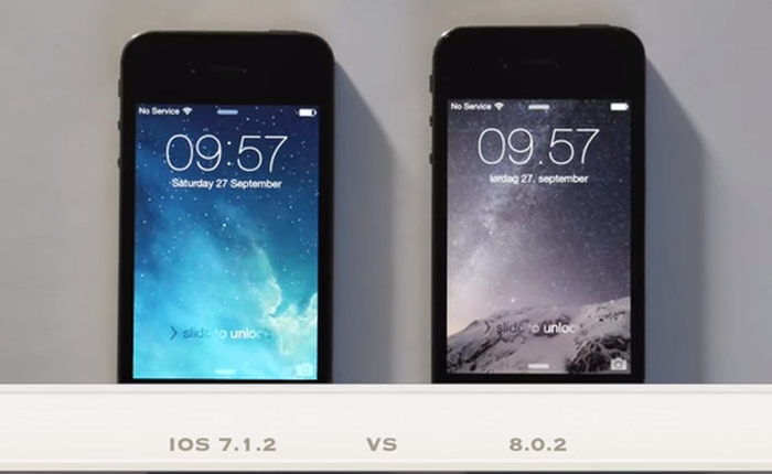 Video so sánh iPhone 4S chạy iOS 7.1.2 và iOS 8