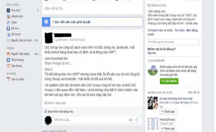 Thông tin của hơn 50.000 khách hàng VNPT bị hacker công khai