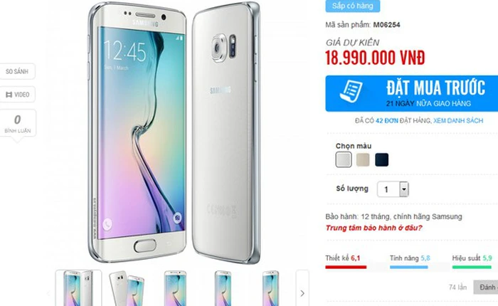 Galaxy S6 Edge có lượng đặt trước nhiều gấp đôi S6 tại VN