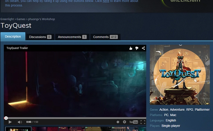 ToyQuest - Game Việt đầu tiên góp mặt trên Steam Greenlight