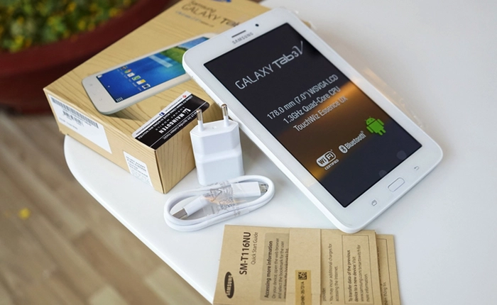 Mở hộp Galaxy Tab 3V chính hãng, máy tính bảng thoại giá 3,5 triệu đồng