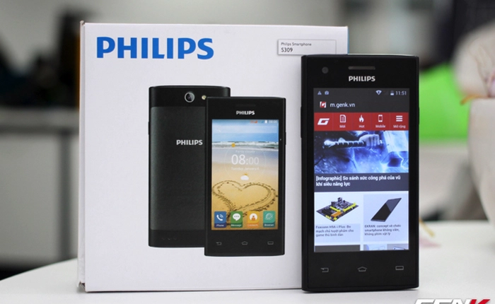 Mở hộp Philips S309: smartphone phổ thông giá dưới 1,6 triệu đồng