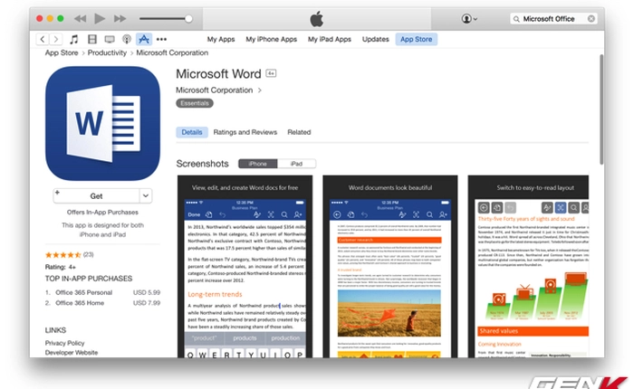 Microsoft Office có mặt trên App Store Việt Nam, tải về miễn phí