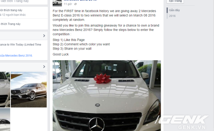Năm 2016 rồi, đừng mắc trò lừa "share Facebook trúng xe Mercedes hay iPhone 6s" nữa
