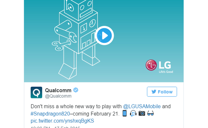 Qualcomm xác nhận LG G5 sử dụng vi xử lý Snapdragon 820