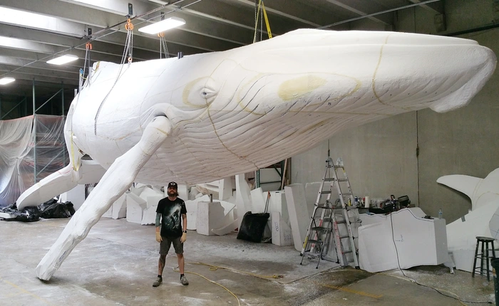 Xem quy trình làm hẳn một con cá voi to như thật bằng... xốp