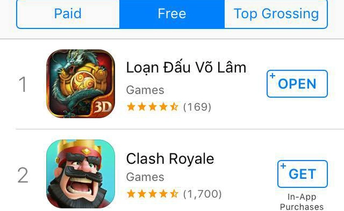 Game Việt Loạn Đấu Võ Lâm vượt mặt Clash Royale, bứt phá TOP 1 Apple Store