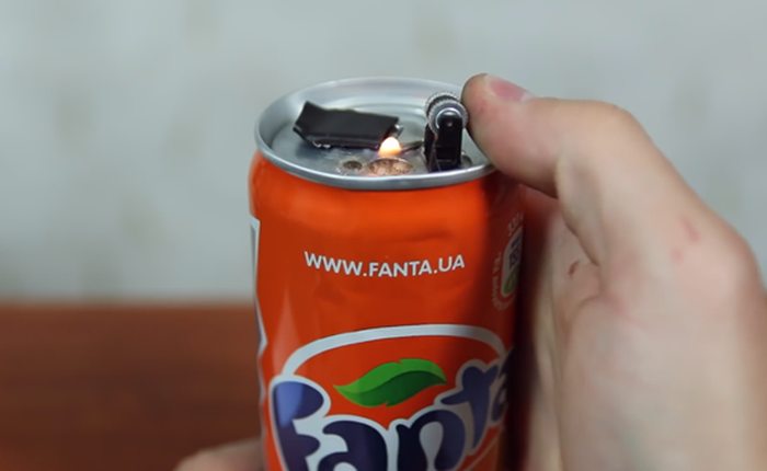 Bạn đã biết cách chế bật lửa từ lon nước ngọt chưa?