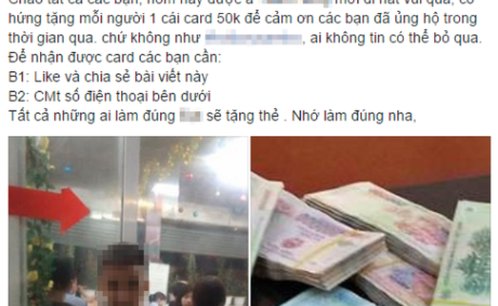 Hàng nghìn người lại bị lừa bằng trò share Facebook nhận thẻ cào