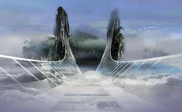 Chiêm ngưỡng tuyệt tác cầu làm bằng kính cao 300m giữa 2 đỉnh núi tại Trung Quốc