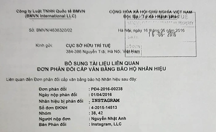Không thể nói Facebook mất thương hiệu Instagram, chưa có ai sở hữu tên thương hiệu này tại Việt Nam