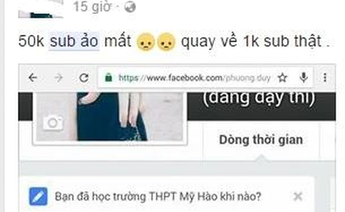 Hàng loạt tài khoản Facebook hot mất “sub ảo”