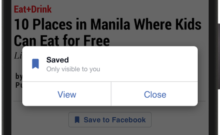 Từ nay bạn có thể lưu Website hay lên Facebook như bookmark của trình duyệt vậy