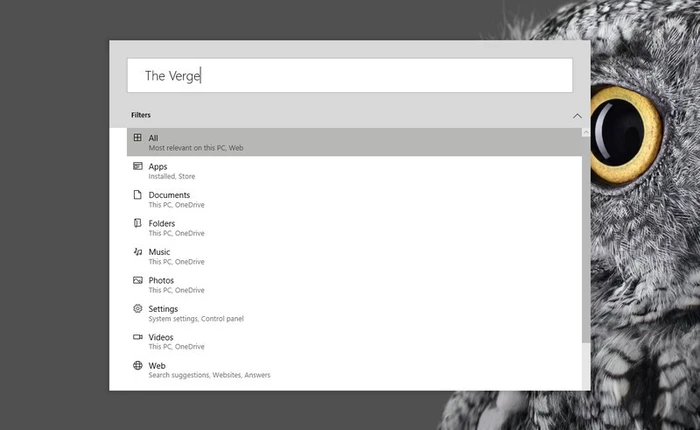 Microsoft đang thử nghiệm giao diện tìm kiếm mới cho Windows 10, giống như Apple