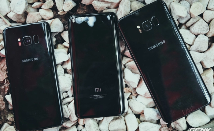 So dáng Xiaomi Mi 6, Galaxy S8 và Galaxy S8+ đen bóng
