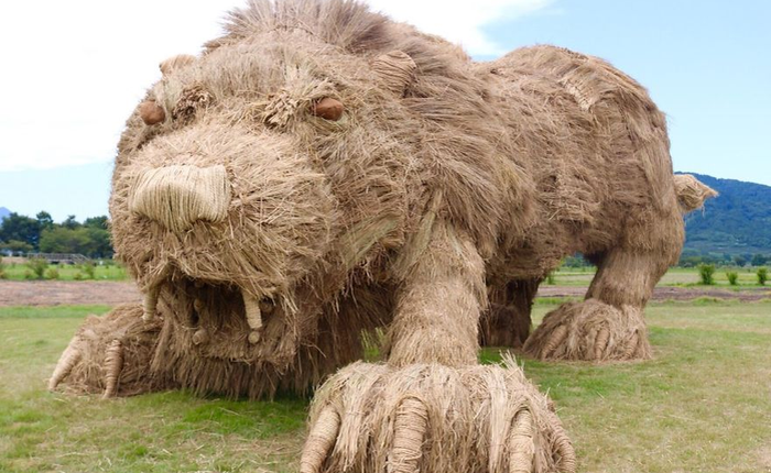 Khỉ đột, cá sấu, sư tử khổng lồ bỗng dưng "xâm chiếm" vùng quê Nhật Bản sau mùa gặt lúa