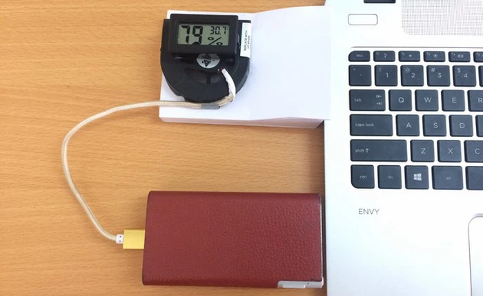 Chế quạt hút gió nóng cho Laptop V2, hút nhiệt nhanh hơn thêm đồng hồ hiển thị nhiệt độ trực quan