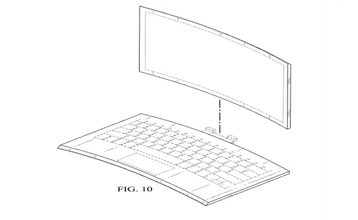 Intel vừa để lộ một bằng sáng chế về chiếc máy tính xách tay có thiết kế cong, bàn phím tháo rời