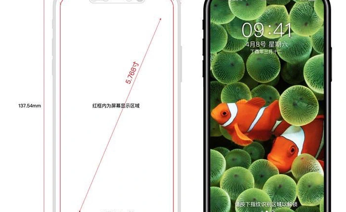 Đây chính là thiết kế của iPhone 8? Cảm biến vân tay ngay trên màn hình, viền bezel cực mỏng