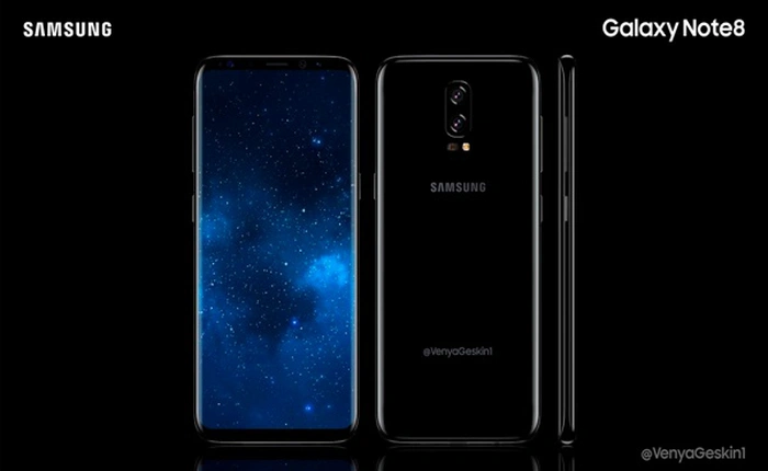 Bản concept Galaxy Note 8 với màn hình 6.44 inch, camera kép ở phía sau