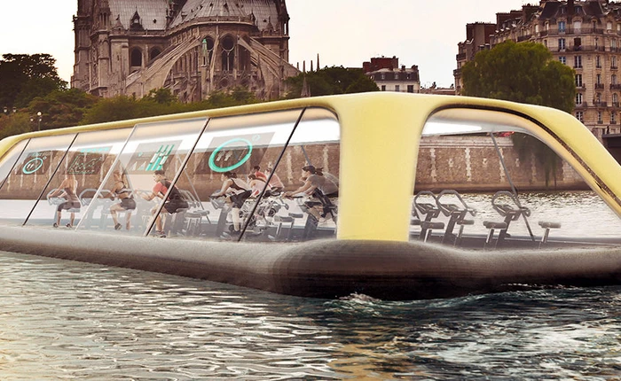 Phòng tập gym nổi giữa sông, chạy trên nguồn điện do chính sức người tập luyện tạo ra