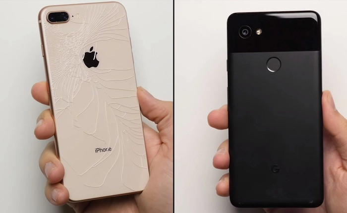 Google Pixel 2 XL và iPhone 8 Plus đọ sức trong thử nghiệm thả rơi