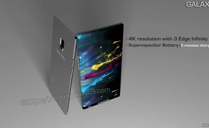Bản concept Galaxy S9 với màn hình "3 Edge Infinity Display", pin bền 15 năm