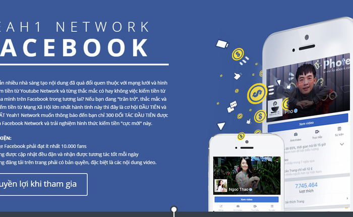 Việt Nam bắt đầu xuất hiện hệ thống kiếm tiền từ việc đăng tải video lên Facebook, yêu cầu rất lỏng lẻo