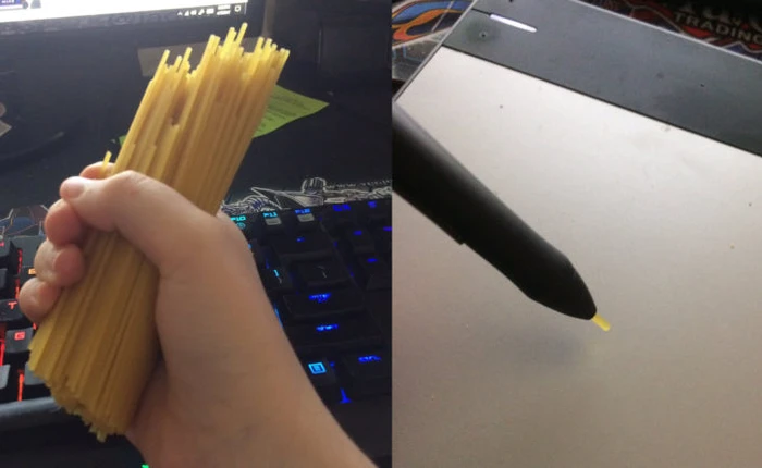 Không có tiền thay ngòi bút Wacom, hãy dùng... mì Spaghetti!