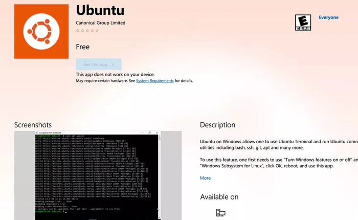 Ubuntu chính thức có mặt trên Windows Store, có thể tải và cài đặt ngay
