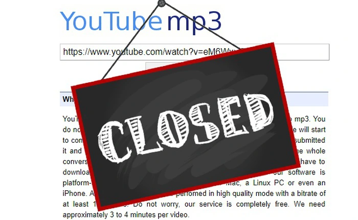 Youtube-MP3, site cho chuyển video YouTube sang file mp3 buộc phải đóng cửa