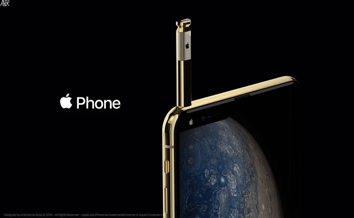 Concept iPhone 2019 với bút cảm ứng, tai thỏ lệch về bên trái và 5 camera