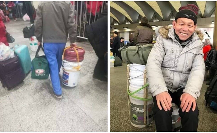 Dùng thùng sơn thay vali: Xu hướng "hot" nhất mùa Xuân vận 2018 tại Trung Quốc