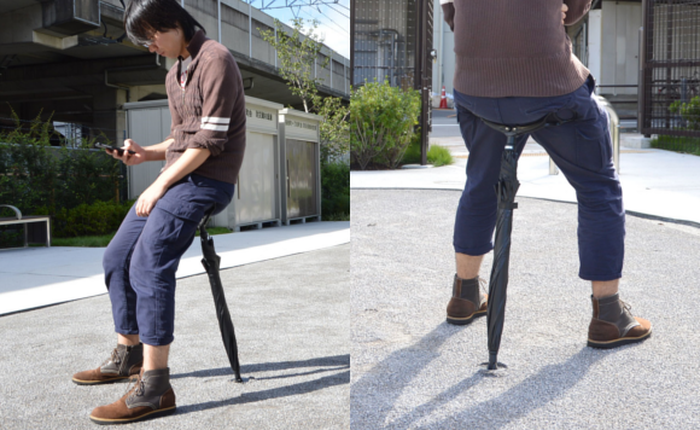 Ô-ghế cực độc của Nhật Bản: Nắng mưa có ô che, mệt mỏi có ghế ngồi