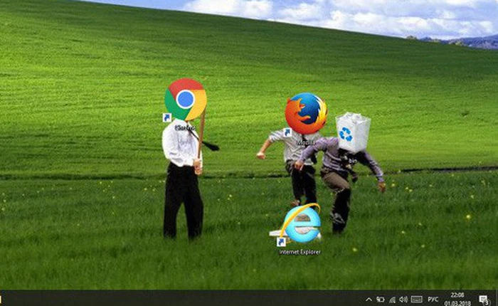[Vui] Tổng hợp loạt hình nền máy tính hài hước nhất, Internet Explorer chuyên bị "bắt nạt"