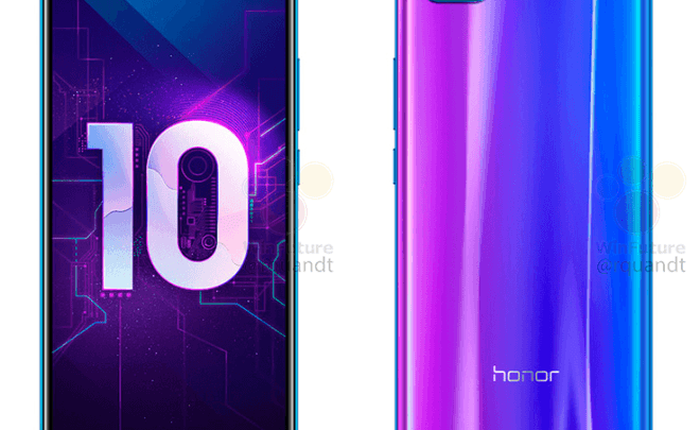 Hình ảnh chính thức của Honor 10 lộ diện, thiết kế “tai thỏ” kiểu lỗi, màu sắc đặc biệt, trang bị AI camera kép phía sau