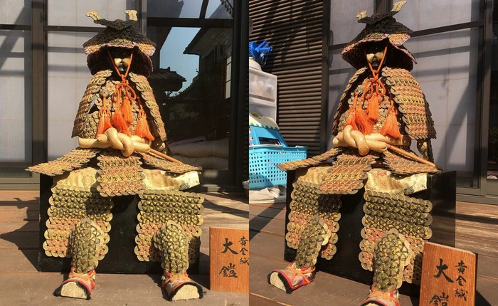 Bộ giáp samurai này được làm từ 1750 đồng xu, tác giả là một cậu bé tiểu học