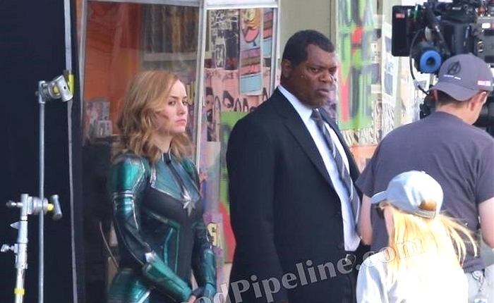 Hé lộ hình ảnh Nick Fury thời trai trẻ trên phim trường "Captain Marvel"