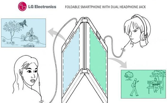 LG nộp bằng sáng chế smartphone gập gồm 2 màn hình, 2 pin và 2 jack headphone