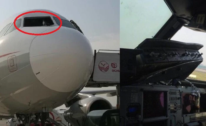 Kính chắn gió bị xé toạc trên độ cao 9700m khiến máy bay của Sichuan Airlines phải hạ cánh khẩn cấp