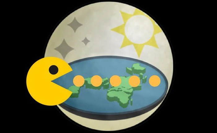 Lý lẽ của hội Trái Đất phẳng: bạn sẽ không bao giờ ngã khỏi cái Đĩa Đất, bạn sẽ dịch chuyển tức thời sang phía bên kia như trò Pac-man vậy