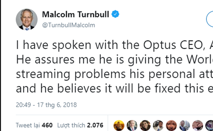 Australia: Internet quá lag để xem World Cup, Thủ tướng đích thân "hỏi thăm" khiến nhà mạng răm rắp sửa lỗi