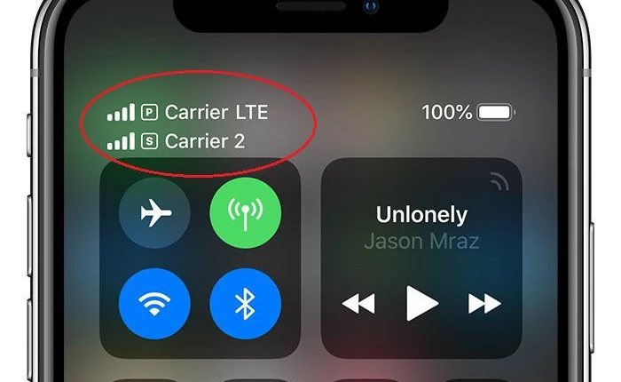 iPhone Xs Max 2 SIM vật lý có biểu tượng cột sóng như thế nào?