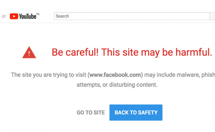 YouTube đánh dấu  Facebook và website của Nhà Trắng, IBM... là "độc hại"