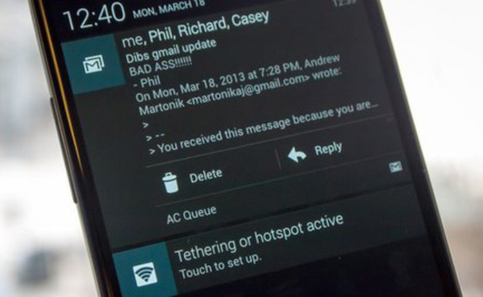 Gmail cho Android được nâng cấp: Trả lời mail ngay từ Notification